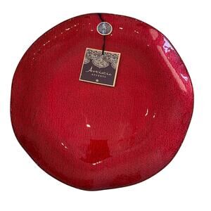 Artistic Accents Red Turkish Glass Charger Plate 13in Christmas Holiday New